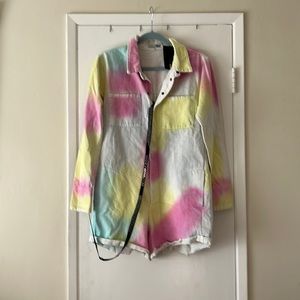 NEW denim romper 🩷💛💚